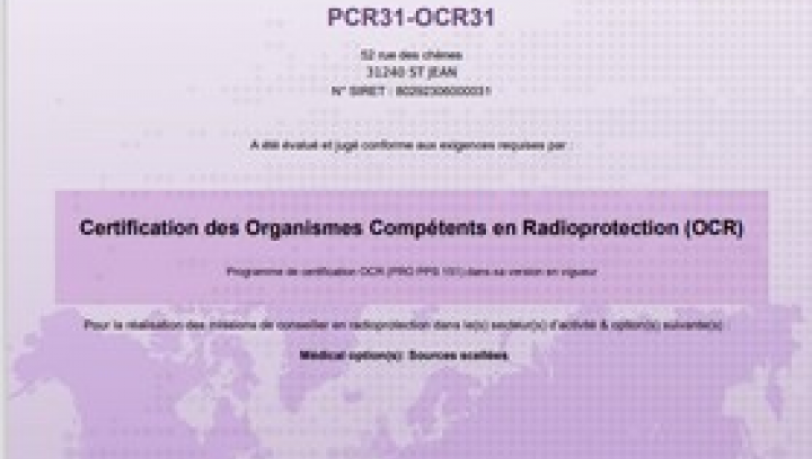PCR31-OCR31 est certifié Organisme Compétent en Radioprotection